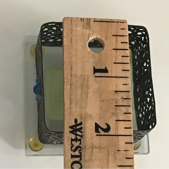 Ornate Filigree Metal Silver Tone/Rhinestones & Glass Small Trinket Jewelry Box - Picture 14 of 15